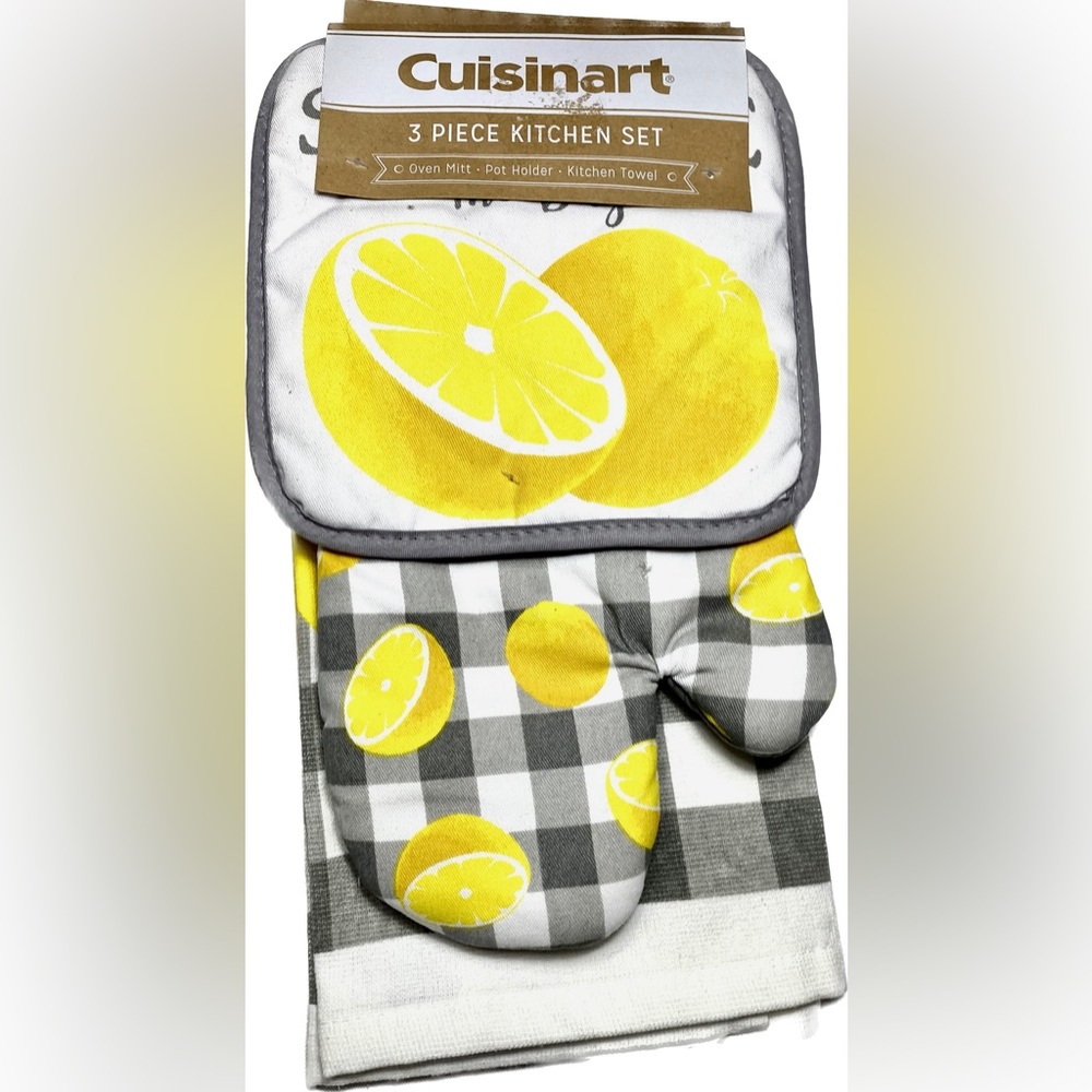 Cuisinart 3 Piece Kitchen Set Oven Mitt Pot Holder Kitchen Towel